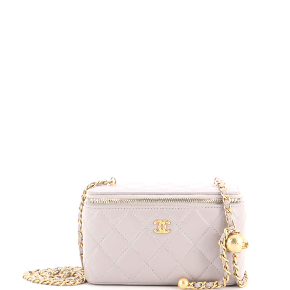 Chanel Small Pearl Crush Vanity Case with Chain Quilted Lambskin